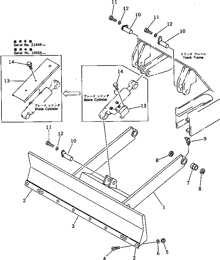 Схема запчастей Komatsu PC15T-2 - ОТВАЛ (С РЕЖУЩ. КРОМКОЙ НА БОЛТАХ) РАБОЧЕЕ ОБОРУДОВАНИЕ