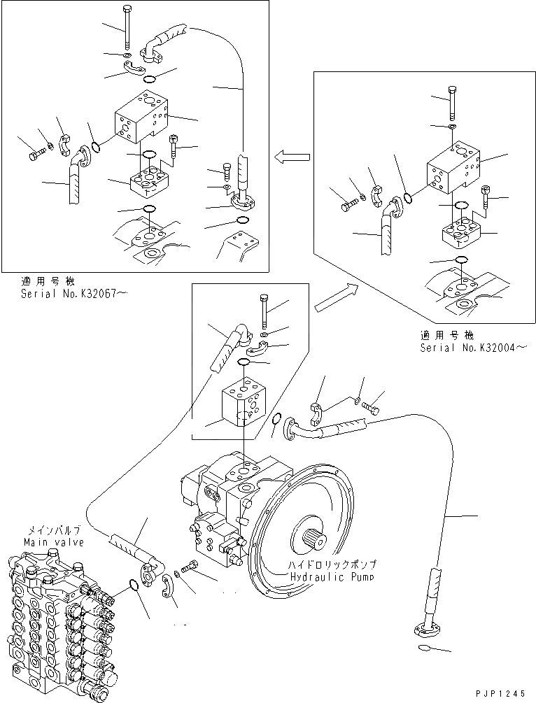 Схема запчастей Komatsu PC160-6K - ЛИНИЯ ПОДАЧИ(№K-) ГИДРАВЛИКА