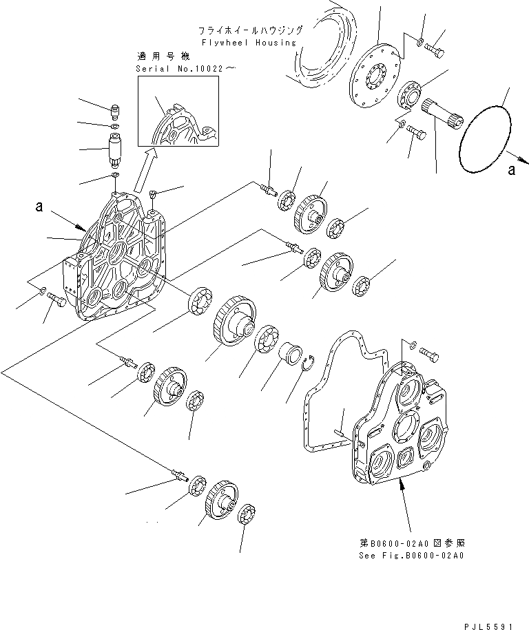 Схема запчастей Komatsu PC1600-1 - МЕХ-М ОТБОРА МОЩНОСТИ (/)(№-9) КОМПОНЕНТЫ ДВИГАТЕЛЯ