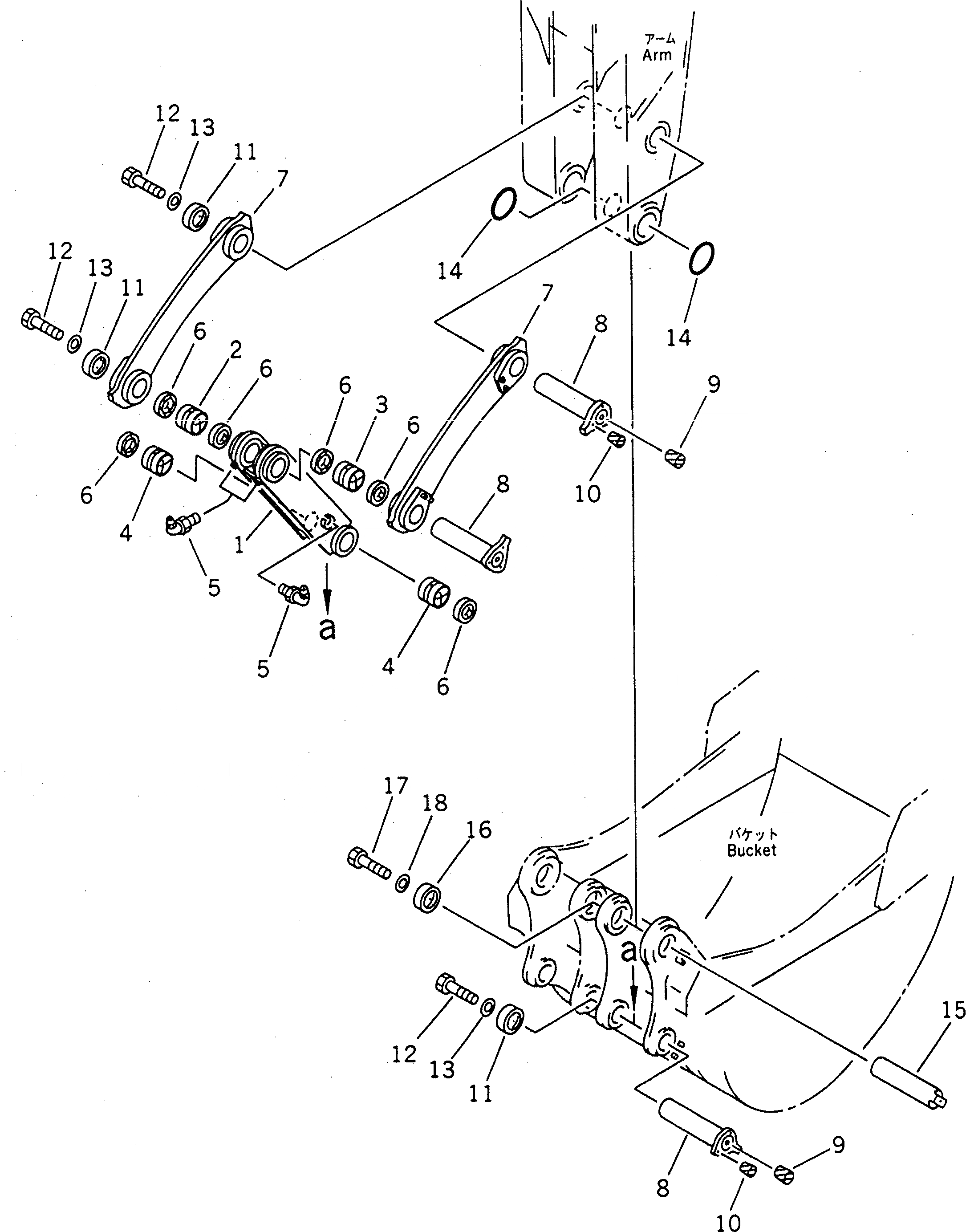 Схема запчастей Komatsu PC1600-1 - СОЕДИНИТЕЛЬН. ЗВЕНО (ДЛЯ ЭКСКАВАТ.) РАБОЧЕЕ ОБОРУДОВАНИЕ