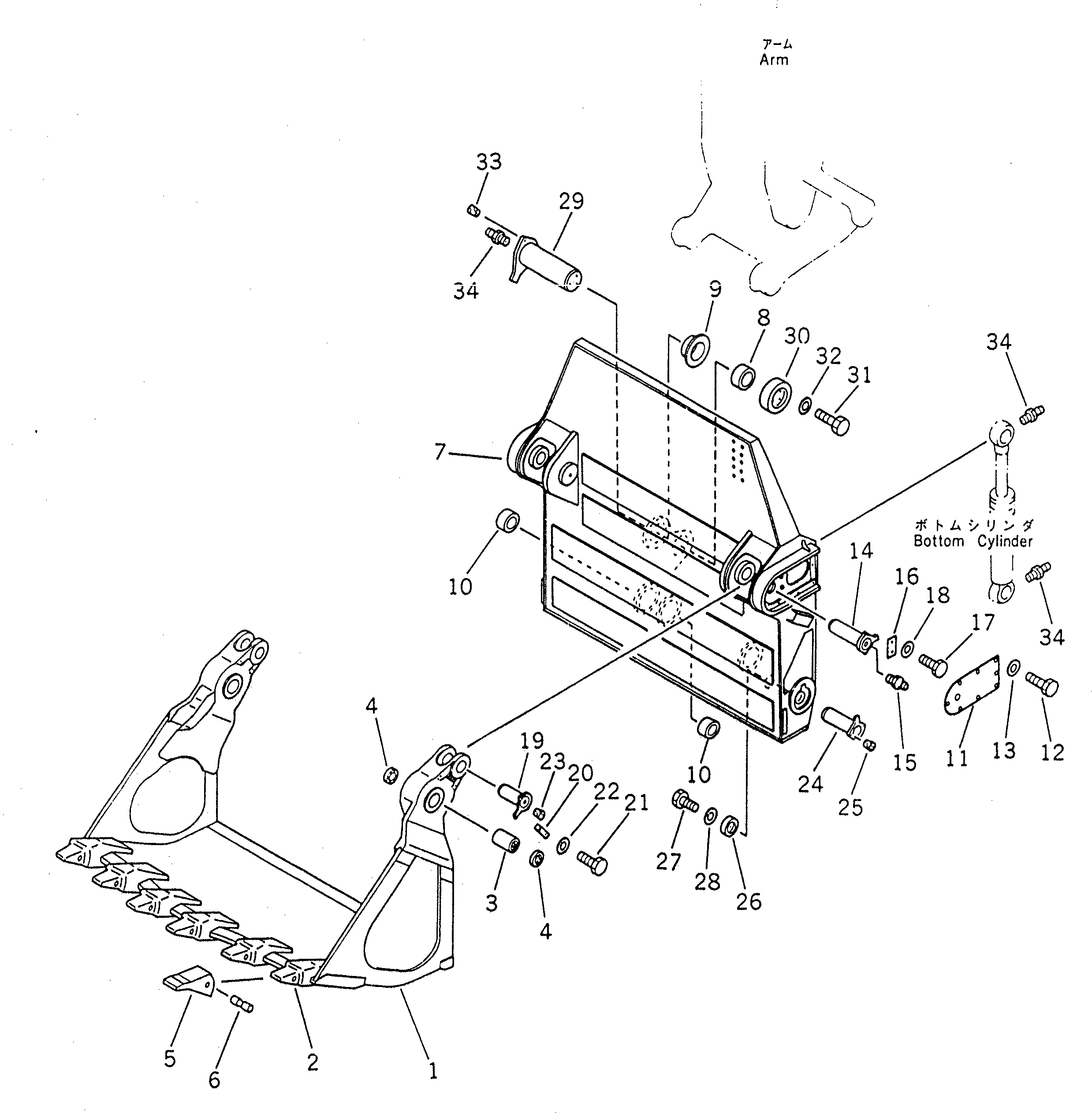 Схема запчастей Komatsu PC1600-1 - КОВШ¤ 9.M (ДЛЯ НИЖН. РАЗГРУЗКА) (AGC СПЕЦ-Я.) (ДЛЯ ПОГРУЗ.)(№-7) РАБОЧЕЕ ОБОРУДОВАНИЕ