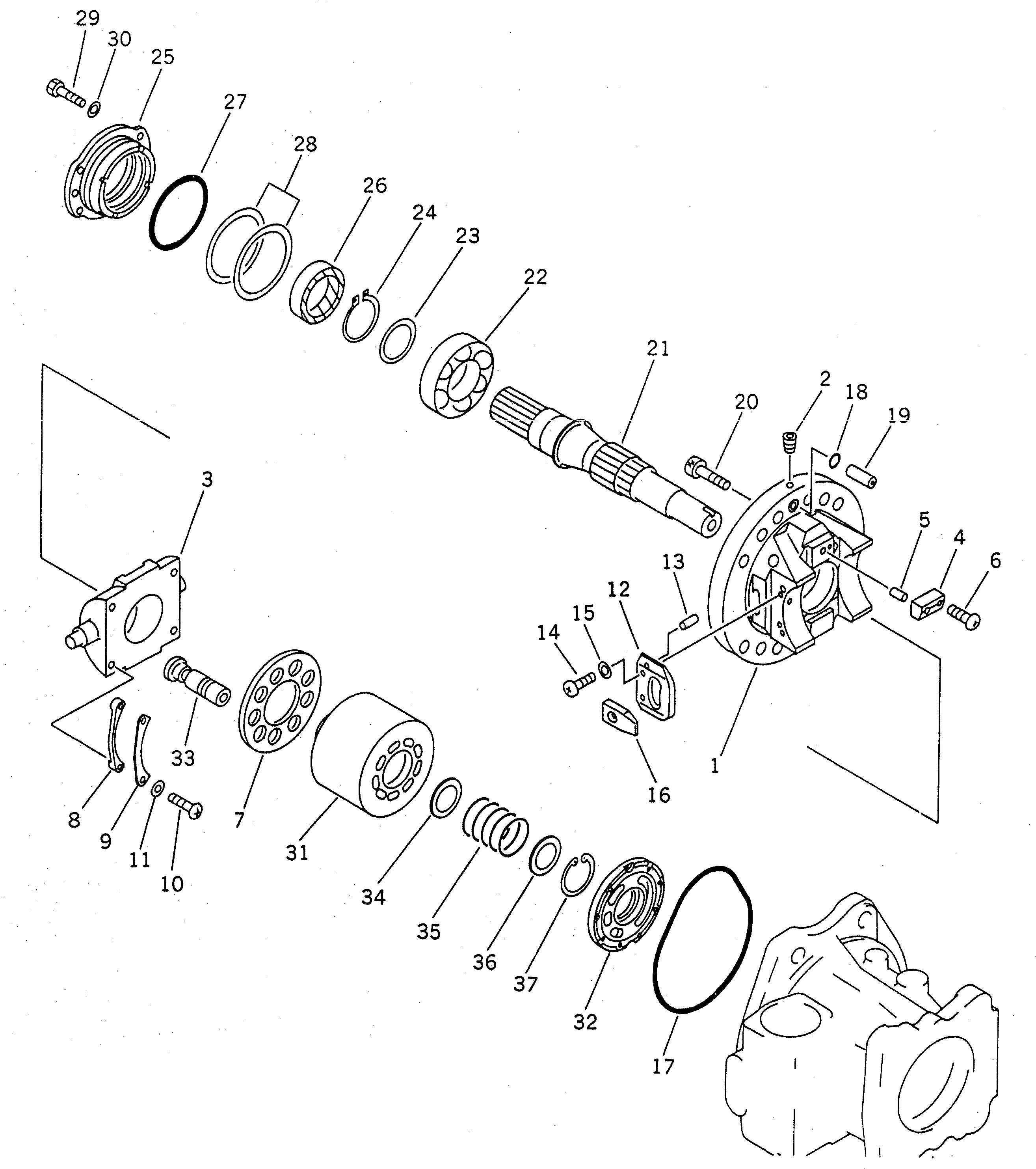 Схема запчастей Komatsu PC1600-1 - ОСНОВН. НАСОС (/7) (ПОВОРОТН. НАСОС) ОСНОВН. КОМПОНЕНТЫ И РЕМКОМПЛЕКТЫ