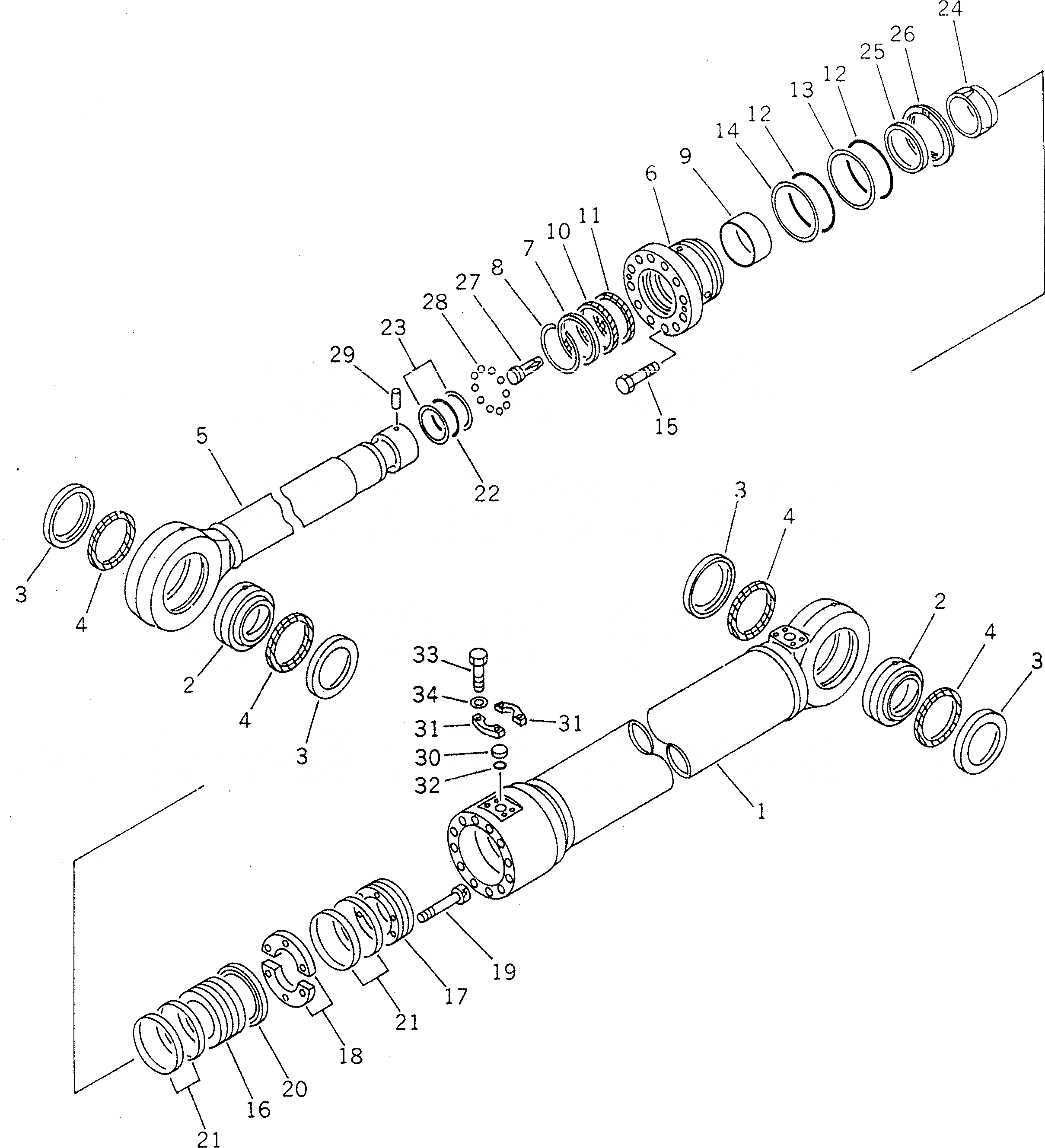 Схема запчастей Komatsu PC1600-1 - ЦИЛИНДР РУКОЯТИ(ДЛЯ ПОГРУЗ.) ОСНОВН. КОМПОНЕНТЫ И РЕМКОМПЛЕКТЫ