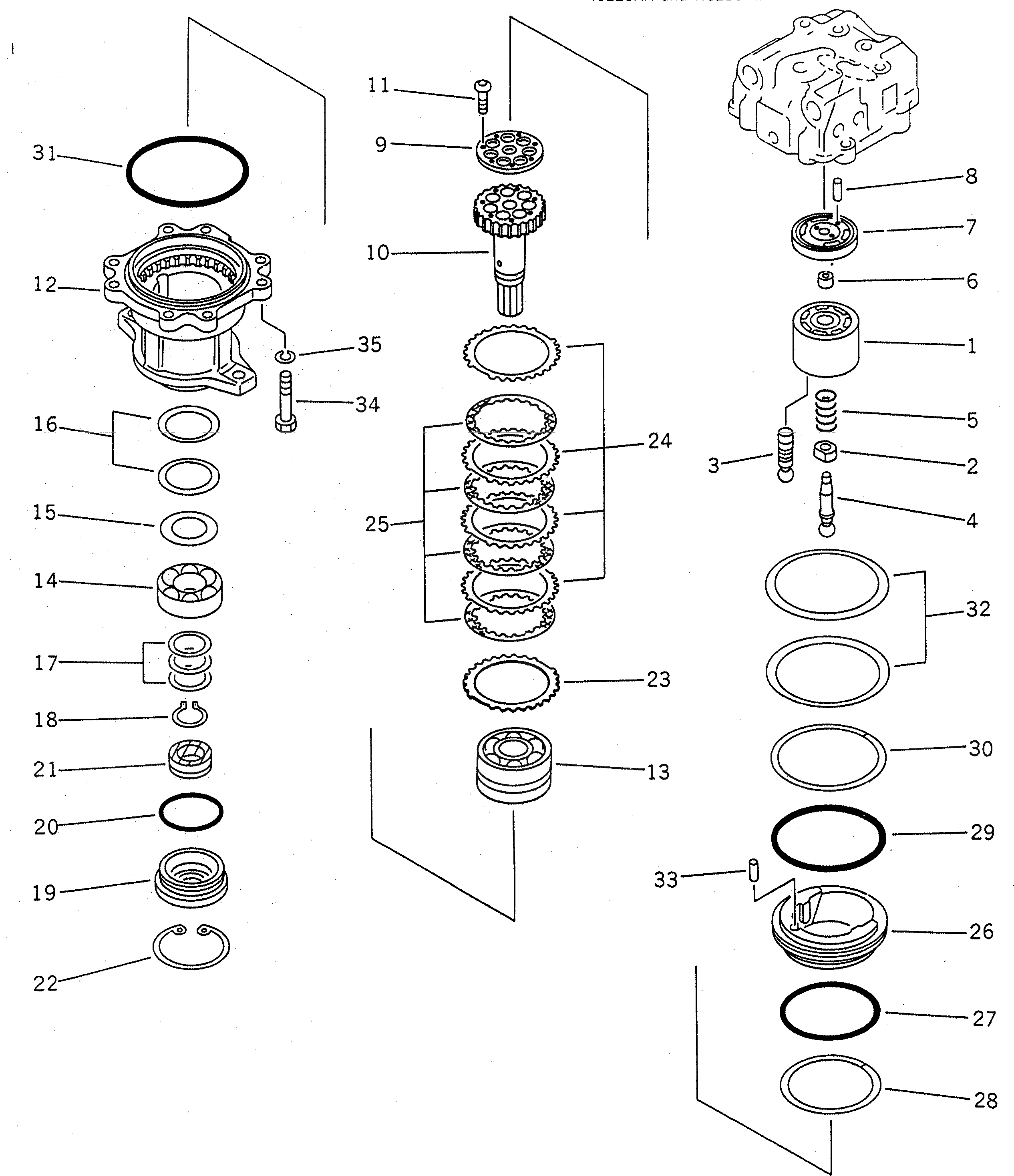 Схема запчастей Komatsu PC1600-1 - МОТОР ПОВОРОТА (/) ОСНОВН. КОМПОНЕНТЫ И РЕМКОМПЛЕКТЫ