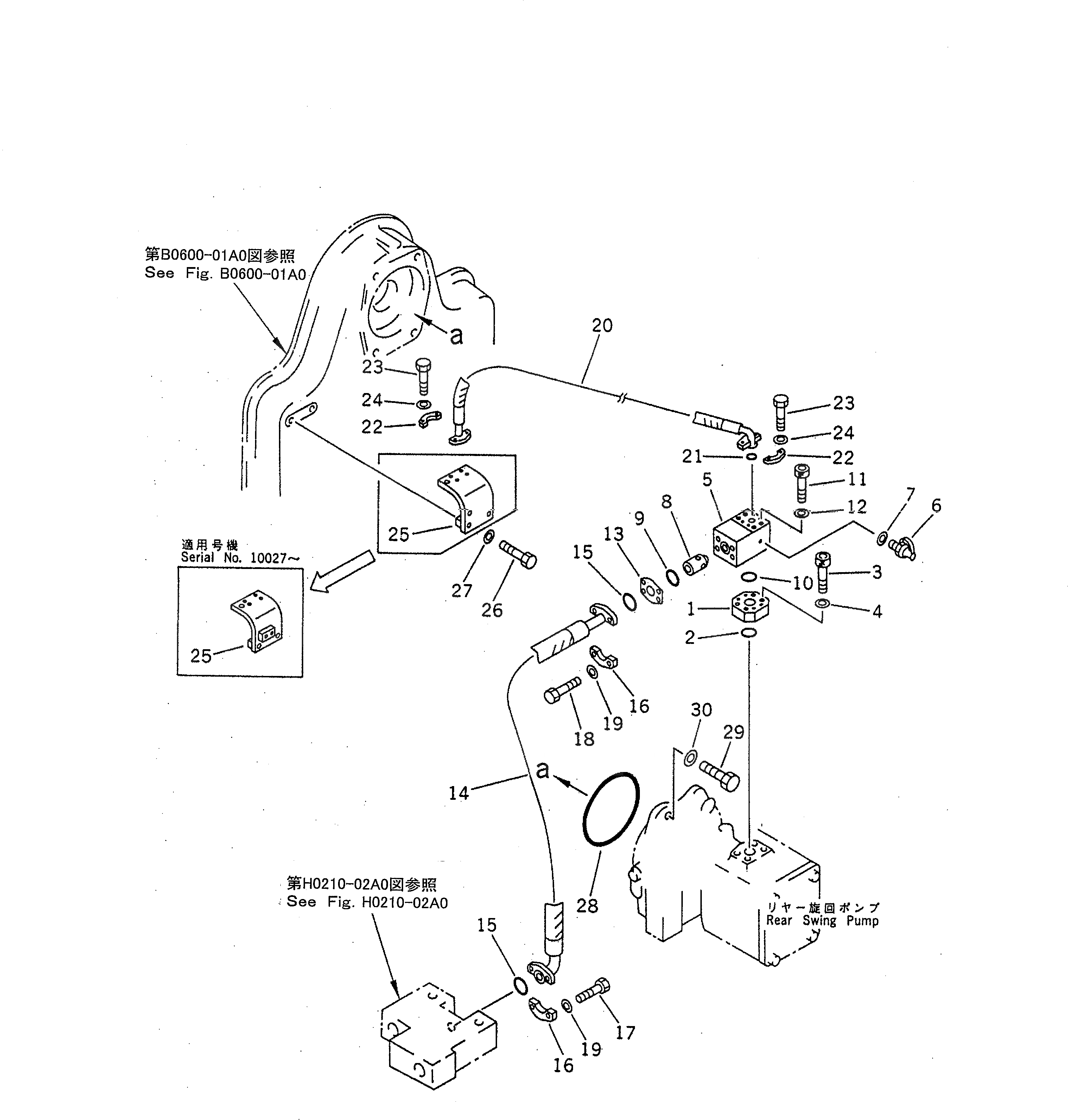 Схема запчастей Komatsu PC1600-1-A - ПОВОРОТН. НАСОС - БЛОК ТРУБЫ¤ ПЕРЕДН. ГИДРАВЛИКА