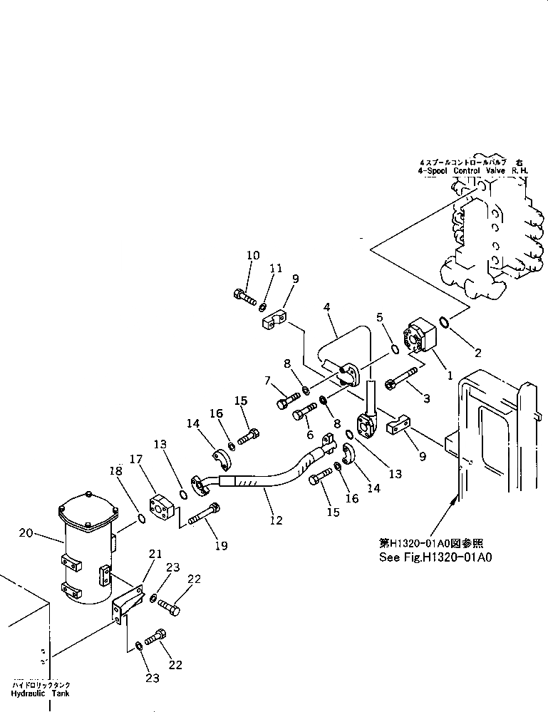 Схема запчастей Komatsu PC1600-1-A - 4-Х СЕКЦИОНН. УПРАВЛЯЮЩ. КЛАПАН¤ ПРАВ. - ОСНОВН. ФИЛЬТР. ТРУБЫ ГИДРАВЛИКА