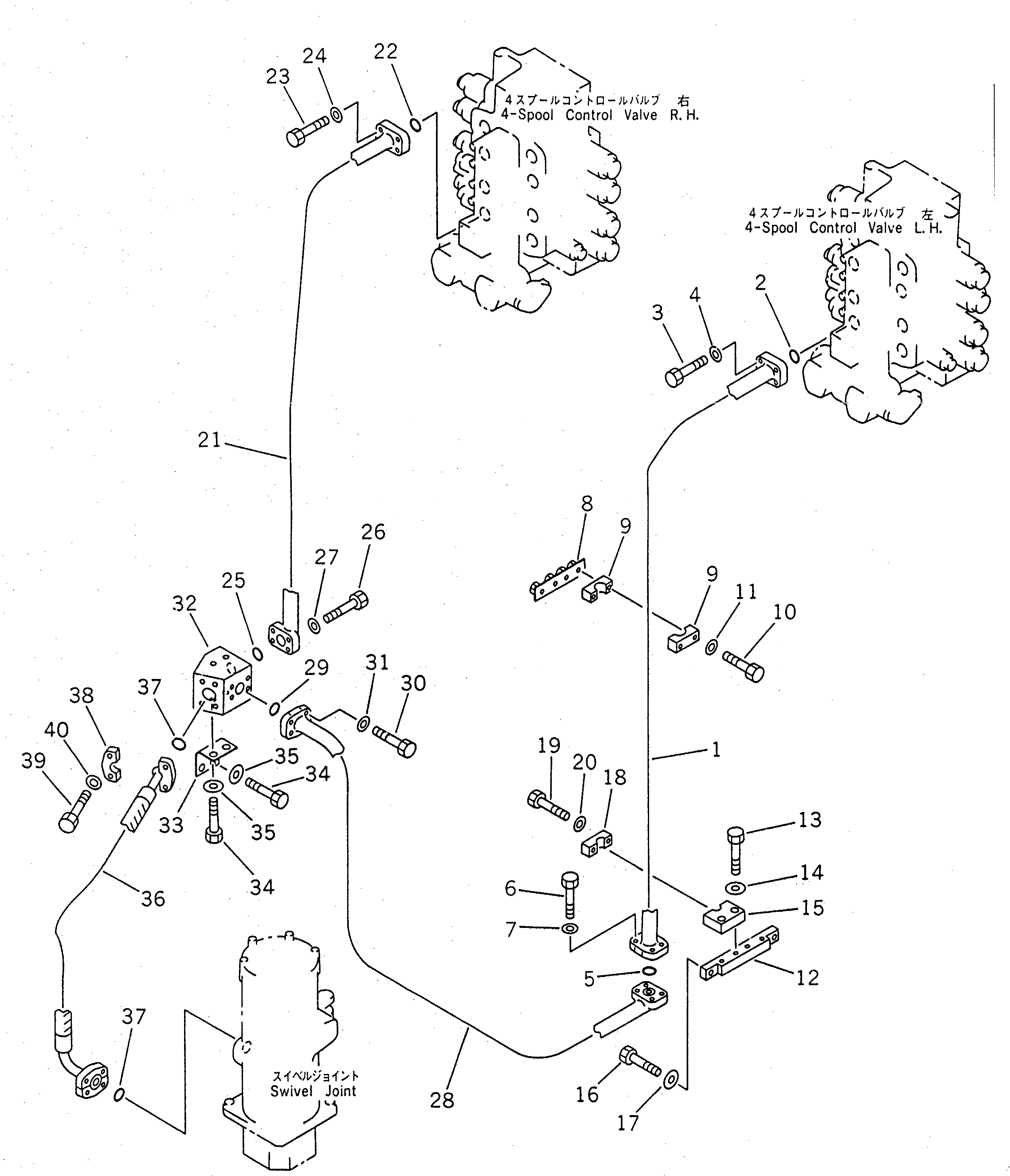 Схема запчастей Komatsu PC1600-1-A - 4-Х СЕКЦИОНН. УПРАВЛЯЮЩ. КЛАПАН TO/FROM ПОВОРОТНОЕ СОЕДИНЕНИЕ ТРУБЫ¤ ПРАВ. ПЕРЕДН. ГИДРАВЛИКА