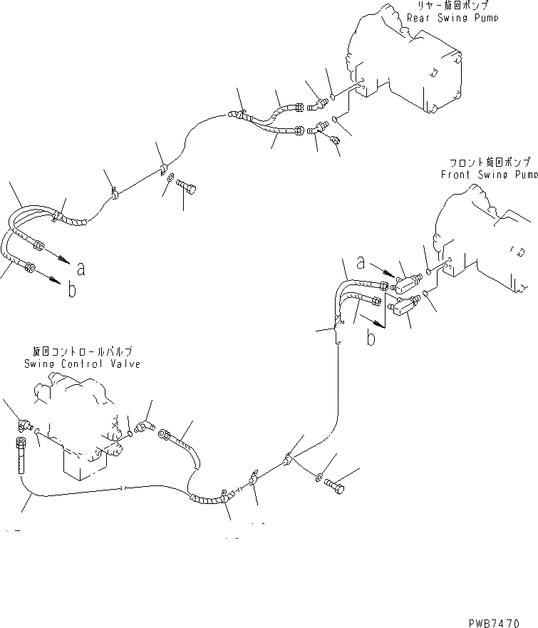 Схема запчастей Komatsu PC1600-1-A - OLSS ТРУБЫ (/) ГИДРАВЛИКА