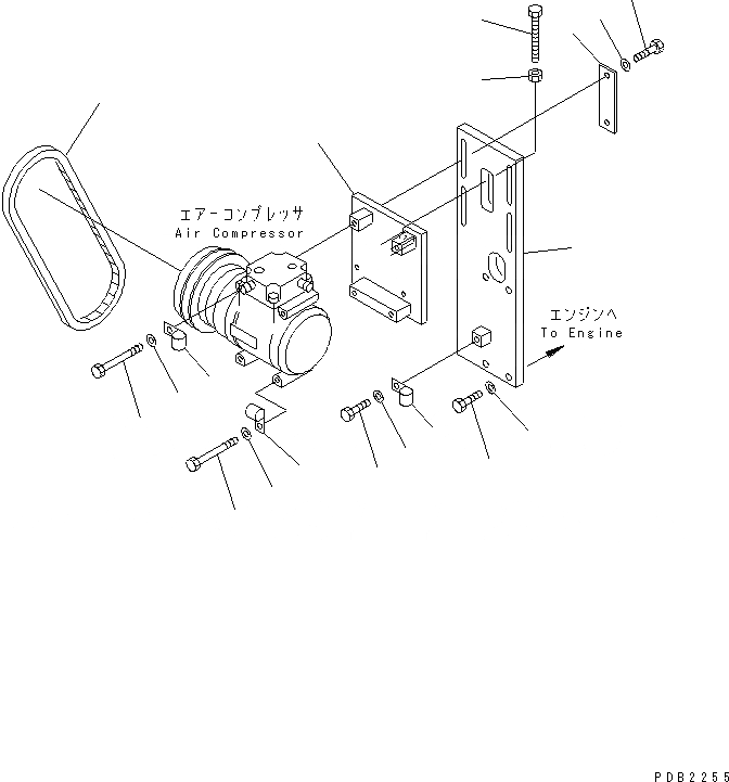 Схема запчастей Komatsu PC1600-1-A - КОНДИЦ. ВОЗДУХА (КОМПРЕССОР КОМПОНЕНТЫ)(№.-8) КАБИНА ОПЕРАТОРА И СИСТЕМА УПРАВЛЕНИЯ