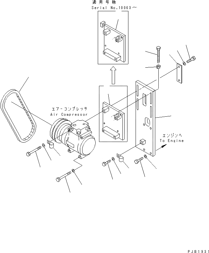 Схема запчастей Komatsu PC1600-1-A - КОНДИЦ. ВОЗДУХА (КОМПРЕССОР КОМПОНЕНТЫ)(№9-) КАБИНА ОПЕРАТОРА И СИСТЕМА УПРАВЛЕНИЯ