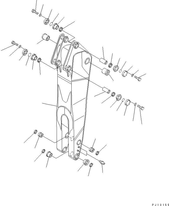 Схема запчастей Komatsu PC1600-1-A - УДЛИНН. РУКОЯТЬ (MM)(№-8) РАБОЧЕЕ ОБОРУДОВАНИЕ