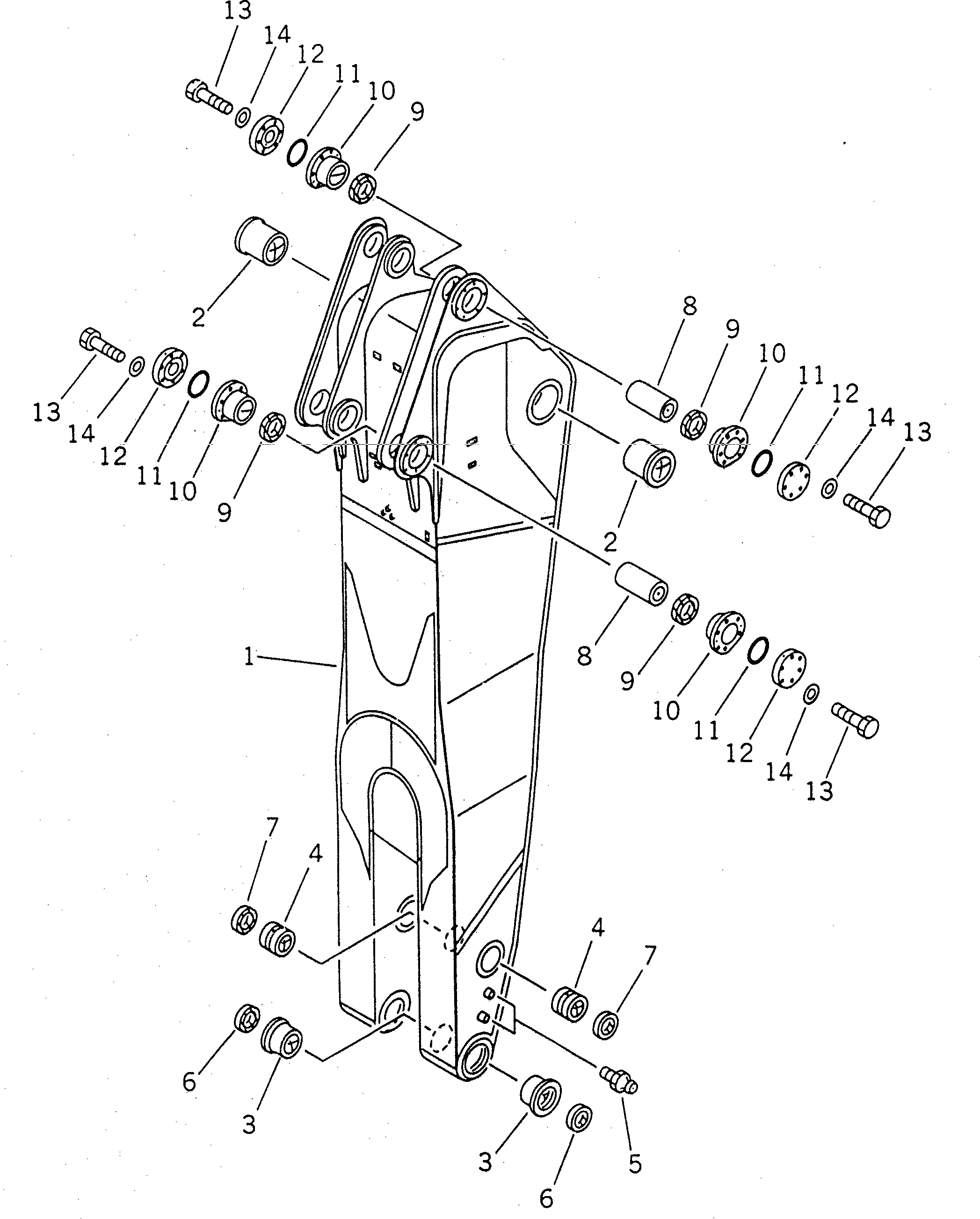 Схема запчастей Komatsu PC1600-1-A - ПОЛУ УДЛИНН. РУКОЯТЬ(№-8) РАБОЧЕЕ ОБОРУДОВАНИЕ