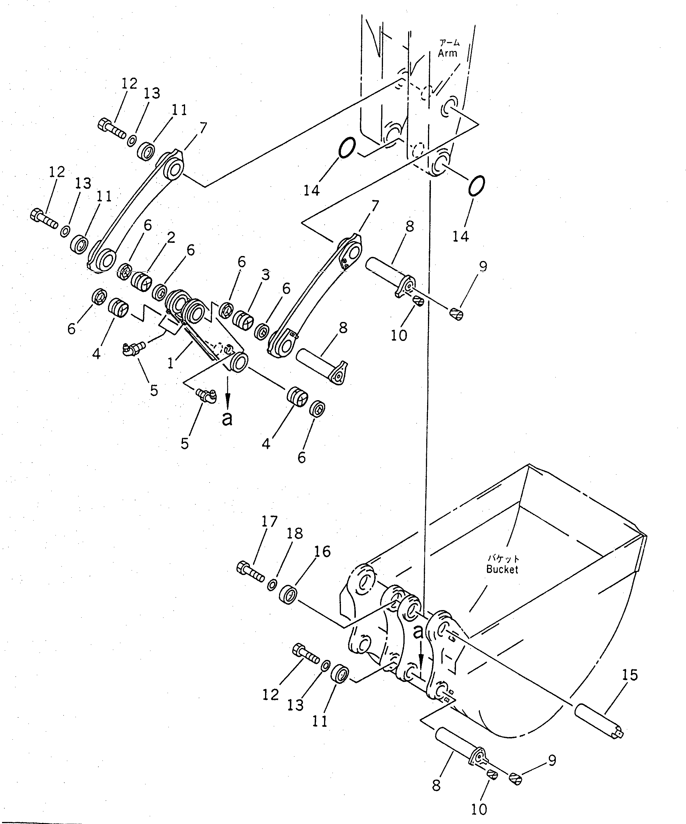 Схема запчастей Komatsu PC1600-1-A - СОЕДИНИТЕЛЬН. ЗВЕНО (ДЛЯ УДЛИНН. РУКОЯТИ) РАБОЧЕЕ ОБОРУДОВАНИЕ