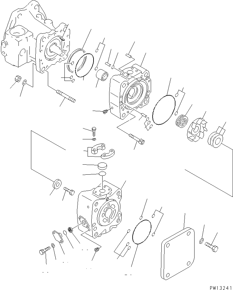 Схема запчастей Komatsu PC1600-1-A - ОСНОВН. НАСОС (/7) (ПОВОРОТН. НАСОС) ОСНОВН. КОМПОНЕНТЫ И РЕМКОМПЛЕКТЫ