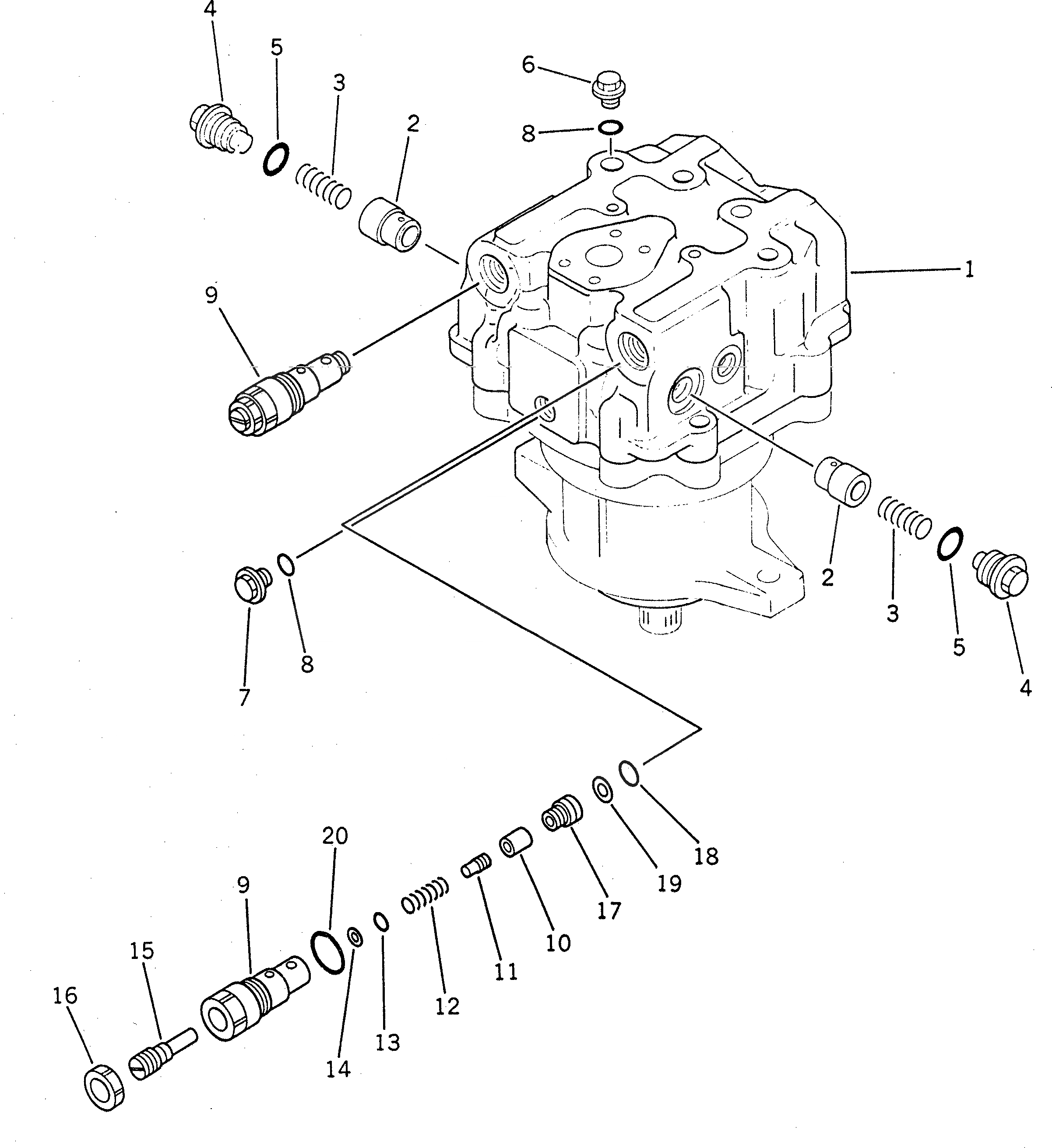 Схема запчастей Komatsu PC1600-1-A - МОТОР ПОВОРОТА (/) ОСНОВН. КОМПОНЕНТЫ И РЕМКОМПЛЕКТЫ