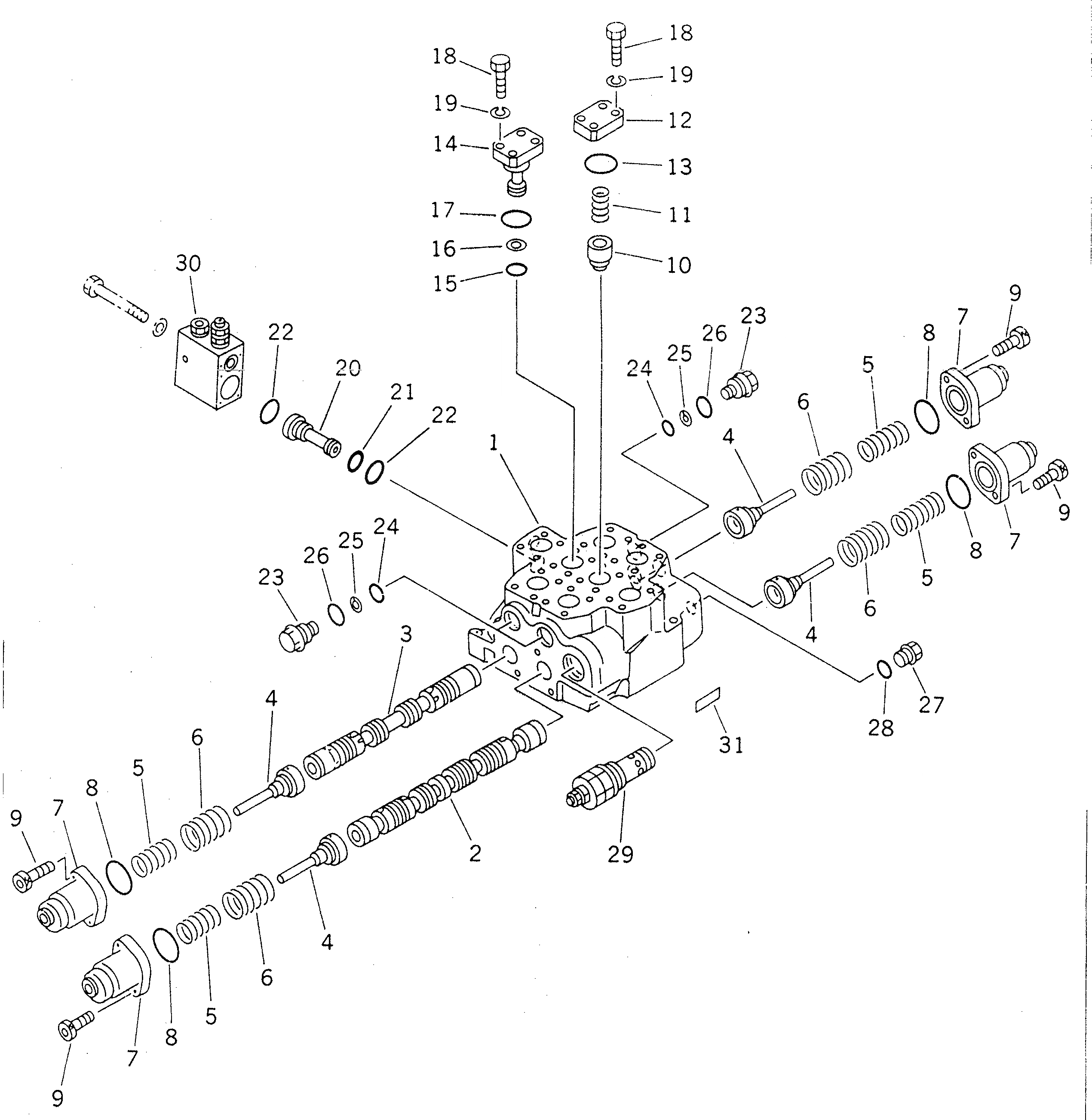 Схема запчастей Komatsu PC1600-1-A - ОСНОВН. КЛАПАН (/) (2-Х СЕКЦИОНН.) (ПОВОРОТН.) ОСНОВН. КОМПОНЕНТЫ И РЕМКОМПЛЕКТЫ