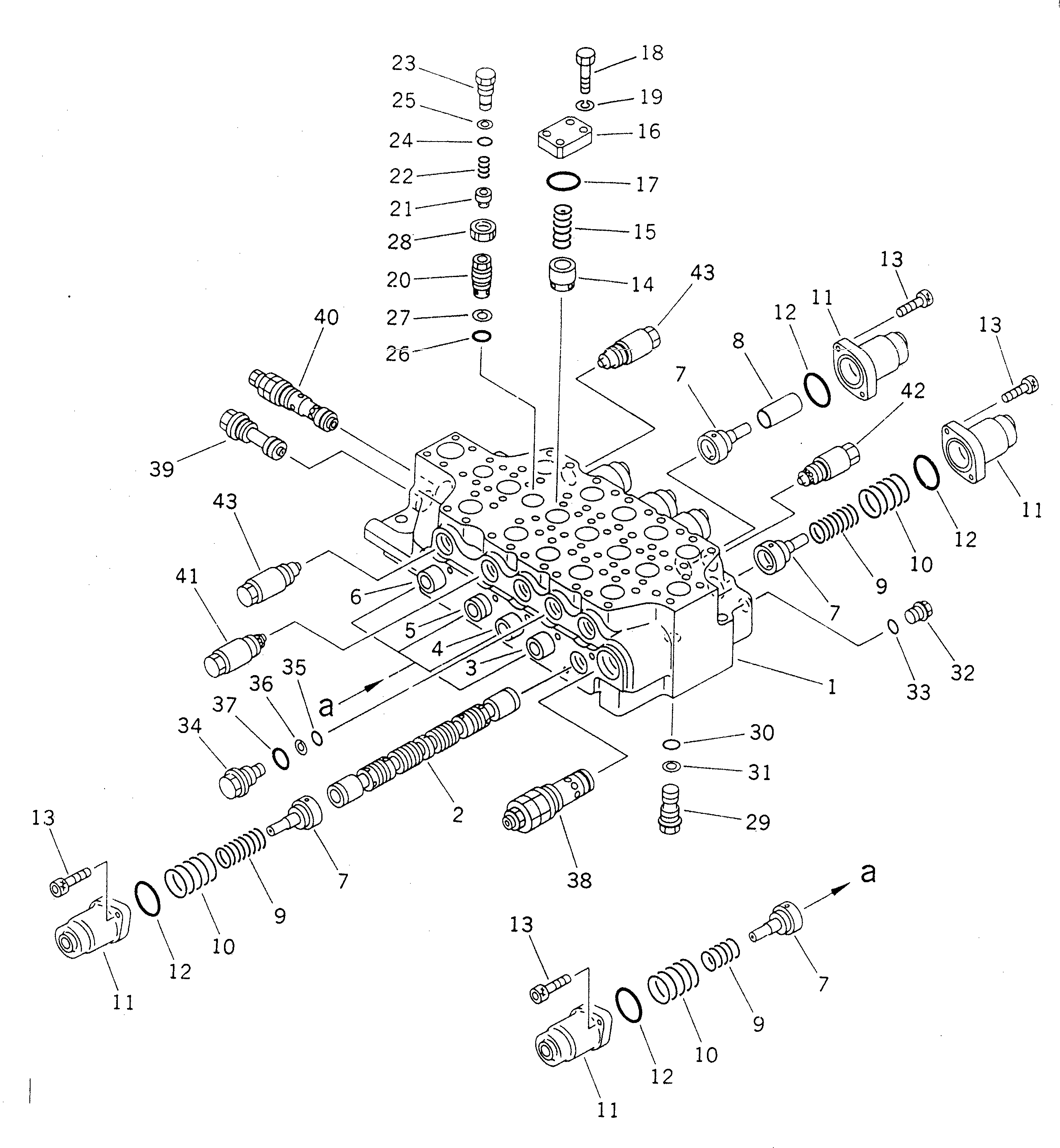 Схема запчастей Komatsu PC1600-1-A - ОСНОВН. КЛАПАН (/) (5-СЕКЦИОНН.) ОСНОВН. КОМПОНЕНТЫ И РЕМКОМПЛЕКТЫ