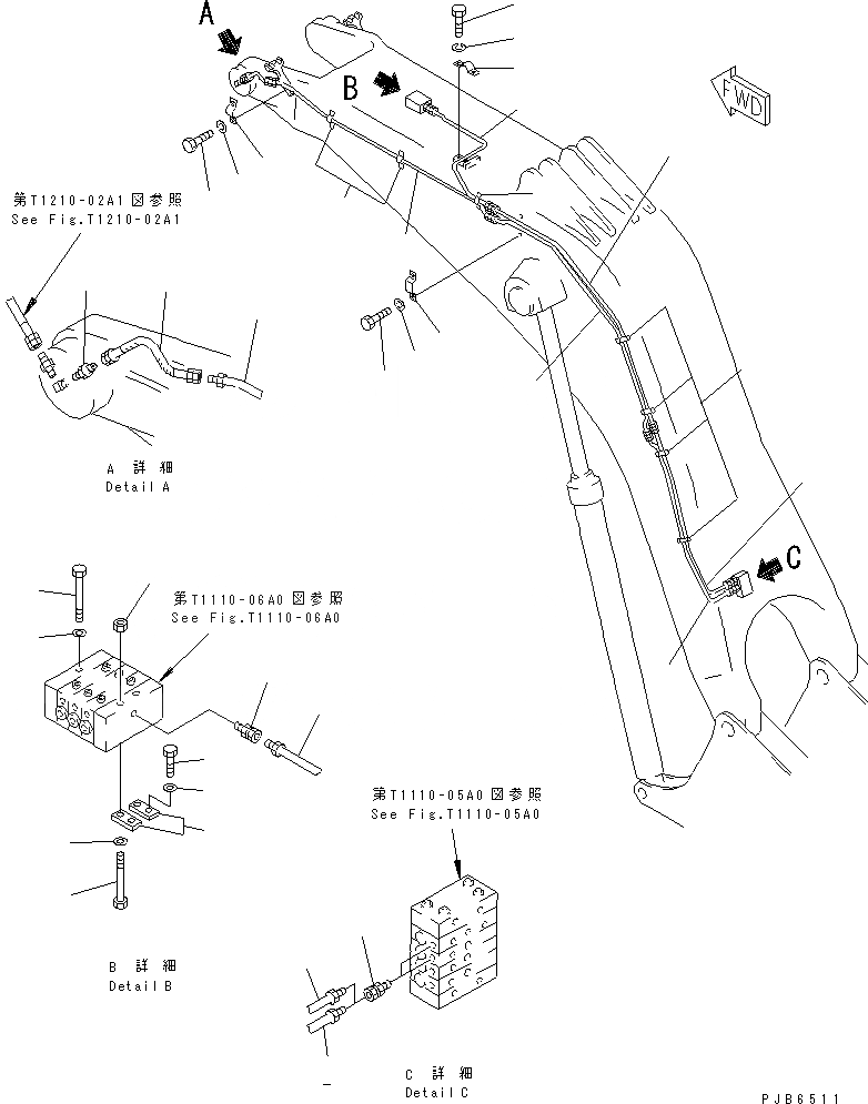 Схема запчастей Komatsu PC1600SP-1 - ЛИНИЯ СМАЗКИ РАБОЧ. ОБОРУД-Я (СТРЕЛА)(SP) (ДЛЯ ЭКСКАВАТ.)(№8-) РАБОЧЕЕ ОБОРУДОВАНИЕ