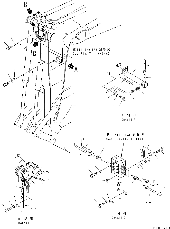 Схема запчастей Komatsu PC1600SP-1 - ЛИНИЯ СМАЗКИ РАБОЧ. ОБОРУД-Я (РУКОЯТЬ) (.9M РУКОЯТЬ) (SP) (ДЛЯ ЭКСКАВАТ.)(№8-) РАБОЧЕЕ ОБОРУДОВАНИЕ
