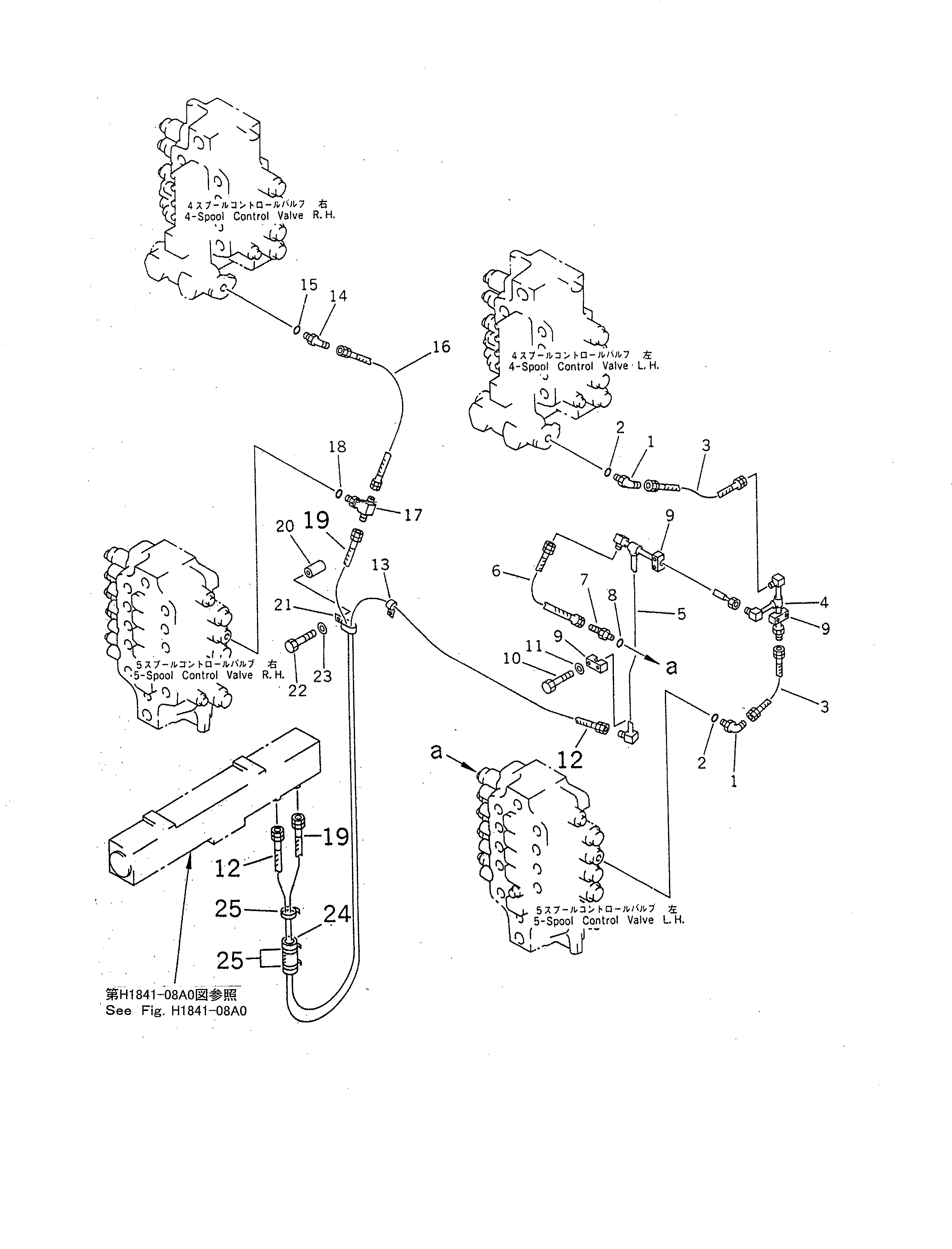 Схема запчастей Komatsu PC1600SP-1 - ОСНОВН. КЛАПАН ВОЗВРАТ. ТРУБЫ(№7-) ГИДРАВЛИКА