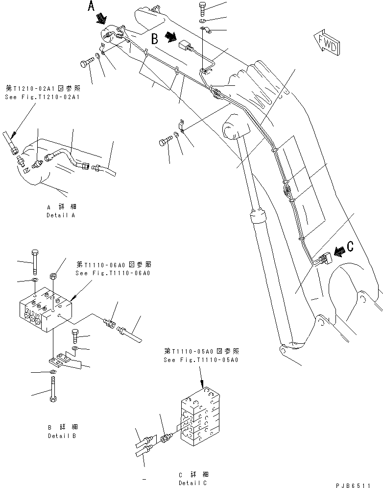 Схема запчастей Komatsu PC1600SP-1 - ЛИНИЯ СМАЗКИ РАБОЧ. ОБОРУД-Я (СТРЕЛА)(SP) (ДЛЯ ЭКСКАВАТ.)(№8-) РАБОЧЕЕ ОБОРУДОВАНИЕ