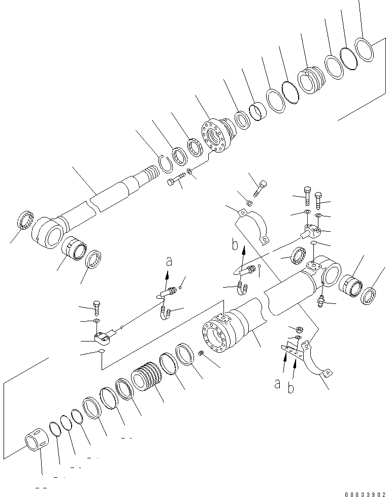 Схема запчастей Komatsu PC160LC-7 - ЦИЛИНДР СТРЕЛЫ(СИСТЕМА СМАЗКИ 100 ЧАС.)(№-) ОСНОВН. КОМПОНЕНТЫ И РЕМКОМПЛЕКТЫ