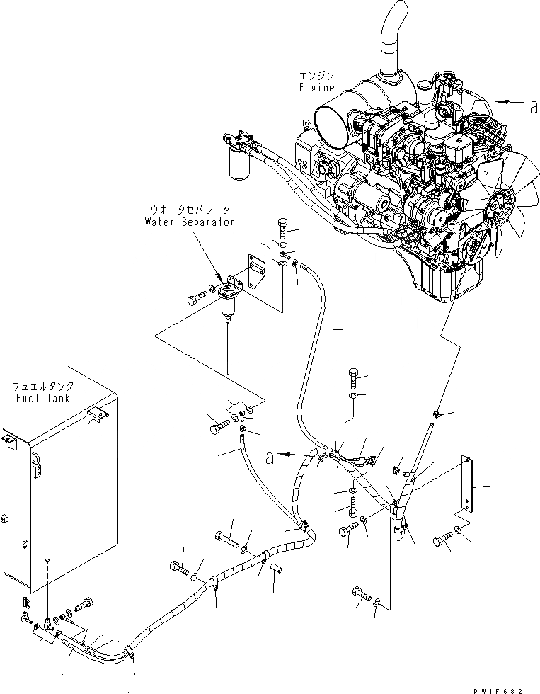 Схема запчастей Komatsu PC160LC-7K-KA - ТОПЛИВН. ЛИНИЯ (ТОПЛИВН. ШЛАНГИ) (С ВОДООТДЕЛИТЕЛЕМ) ТОПЛИВН. БАК. AND КОМПОНЕНТЫ