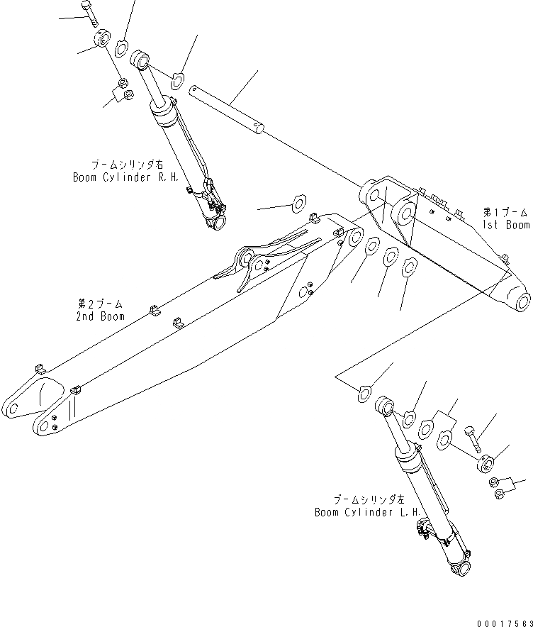 Схема запчастей Komatsu PC160LC-7K-KA - ЦИЛИНДР СТРЕЛЫВЕРХН. ПАЛЕЦ (2 ЧАСТИ СТРЕЛА) РАБОЧЕЕ ОБОРУДОВАНИЕ