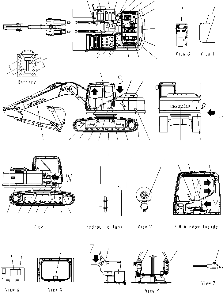 Схема запчастей Komatsu PC160LC-7K-KA - ТАБЛИЧКИ (АНГЛ.) МАРКИРОВКА