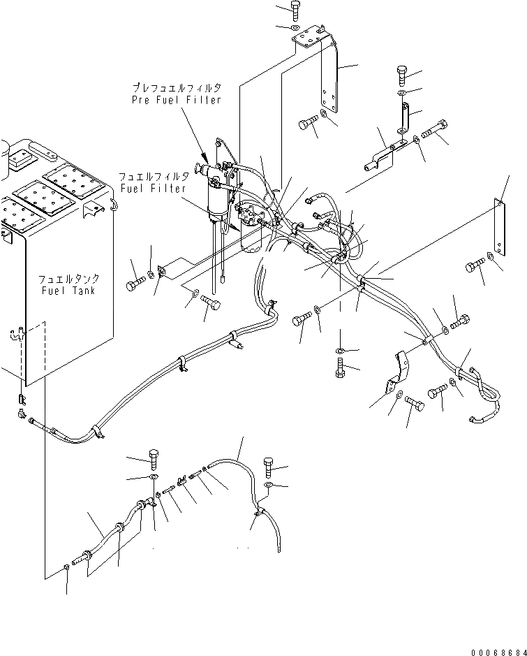Схема запчастей Komatsu PC160LC-7E0 - ТОПЛИВН. ЛИНИЯ (ДРЕНАЖН. ТРУБЫ) ТОПЛИВН. БАК. AND КОМПОНЕНТЫ