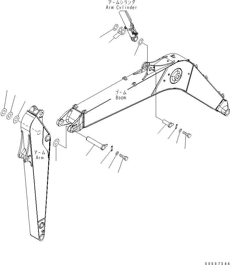 Схема запчастей Komatsu PC160LC-7E0 - СТРЕЛА (ВЕРХН. ПАЛЕЦ И НИЖН. ПАЛЕЦ) ( НАВЕСН. ОБОРУД) (100 ЧАСОВ СИСТ. СМАЗКИ) (ДЛЯ KAL)(№-) РАБОЧЕЕ ОБОРУДОВАНИЕ