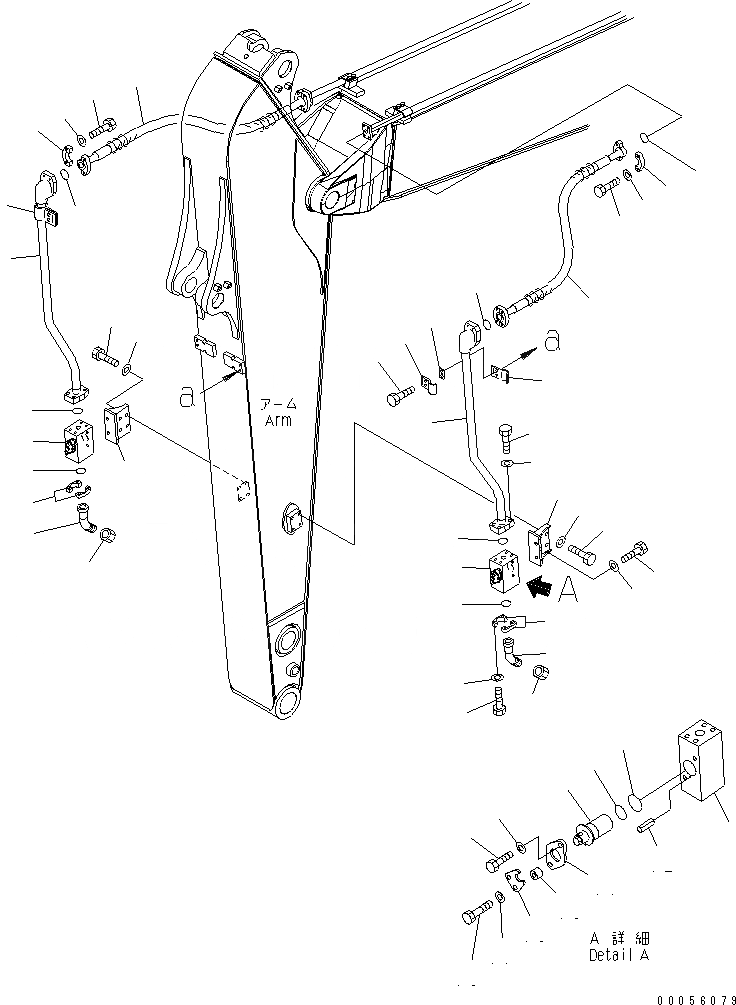 Схема запчастей Komatsu PC160LC-7E0 - РУКОЯТЬ (.M) (ДОПОЛН. ГИДРОЛИНИЯ) РАБОЧЕЕ ОБОРУДОВАНИЕ