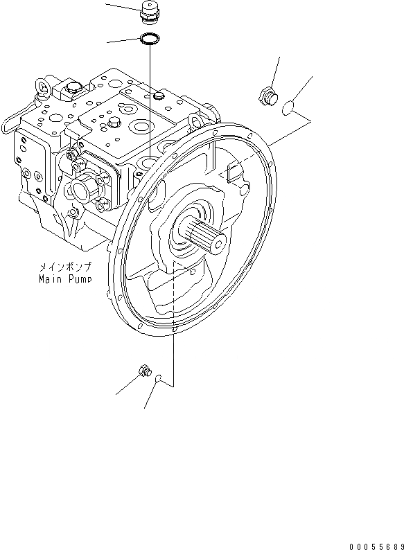 Схема запчастей Komatsu PC160LC-7-E0 - ОСНОВН. НАСОС (СОЕДИНИТЕЛЬН. ЧАСТИ) ГИДРАВЛИКА