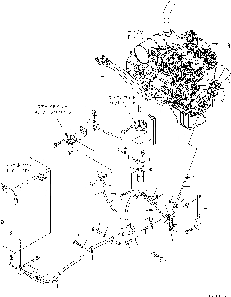 Схема запчастей Komatsu PC160LC-7 - ТОПЛИВН. ЛИНИЯ (ТОПЛИВН. ШЛАНГИ) (С ВОДООТДЕЛИТЕЛЕМ И ДОПОЛН. ТОПЛИВН. ФИЛЬТР.)(№-) ТОПЛИВН. БАК. AND КОМПОНЕНТЫ