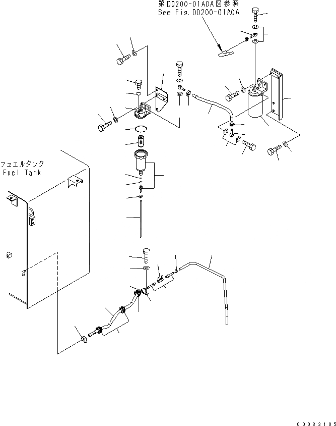 Схема запчастей Komatsu PC160LC-7 - ТОПЛИВН. ЛИНИЯ (ВОДООТДЕЛИТЕЛЬ¤ ДОПОЛН. ТОПЛИВН. ФИЛЬТР. И УДАЛЕНН. ДРЕНАЖН.)(№-) ТОПЛИВН. БАК. AND КОМПОНЕНТЫ