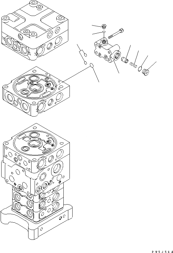 Схема запчастей Komatsu PC160LC-7 - ОСНОВН. КЛАПАН (-КЛАПАН) (/) ОСНОВН. КОМПОНЕНТЫ И РЕМКОМПЛЕКТЫ