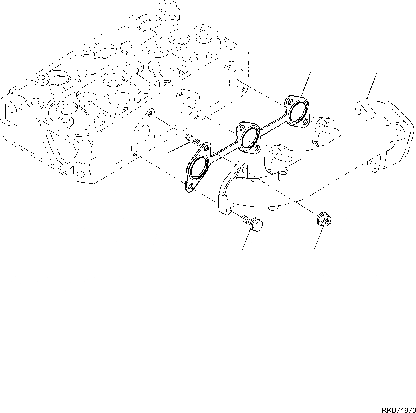 Схема запчастей Komatsu PC16R-3 - ВЫПУСКНОЙ КОЛЛЕКТОР ДВИГАТЕЛЬ БЛОК