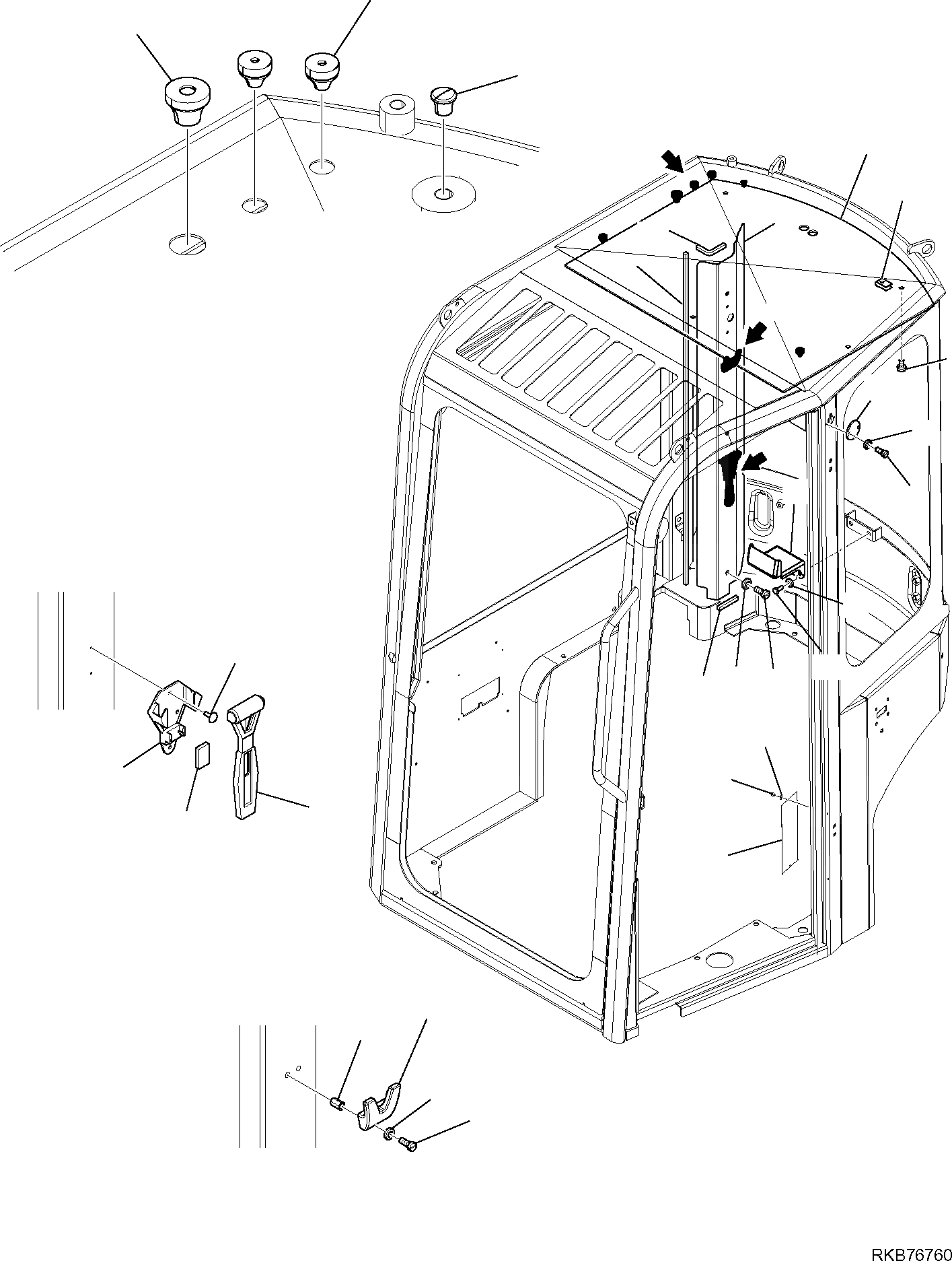 Схема запчастей Komatsu PC16R-3 - КАБИНА (/) ЧАСТИ КОРПУСА И КАБИНА