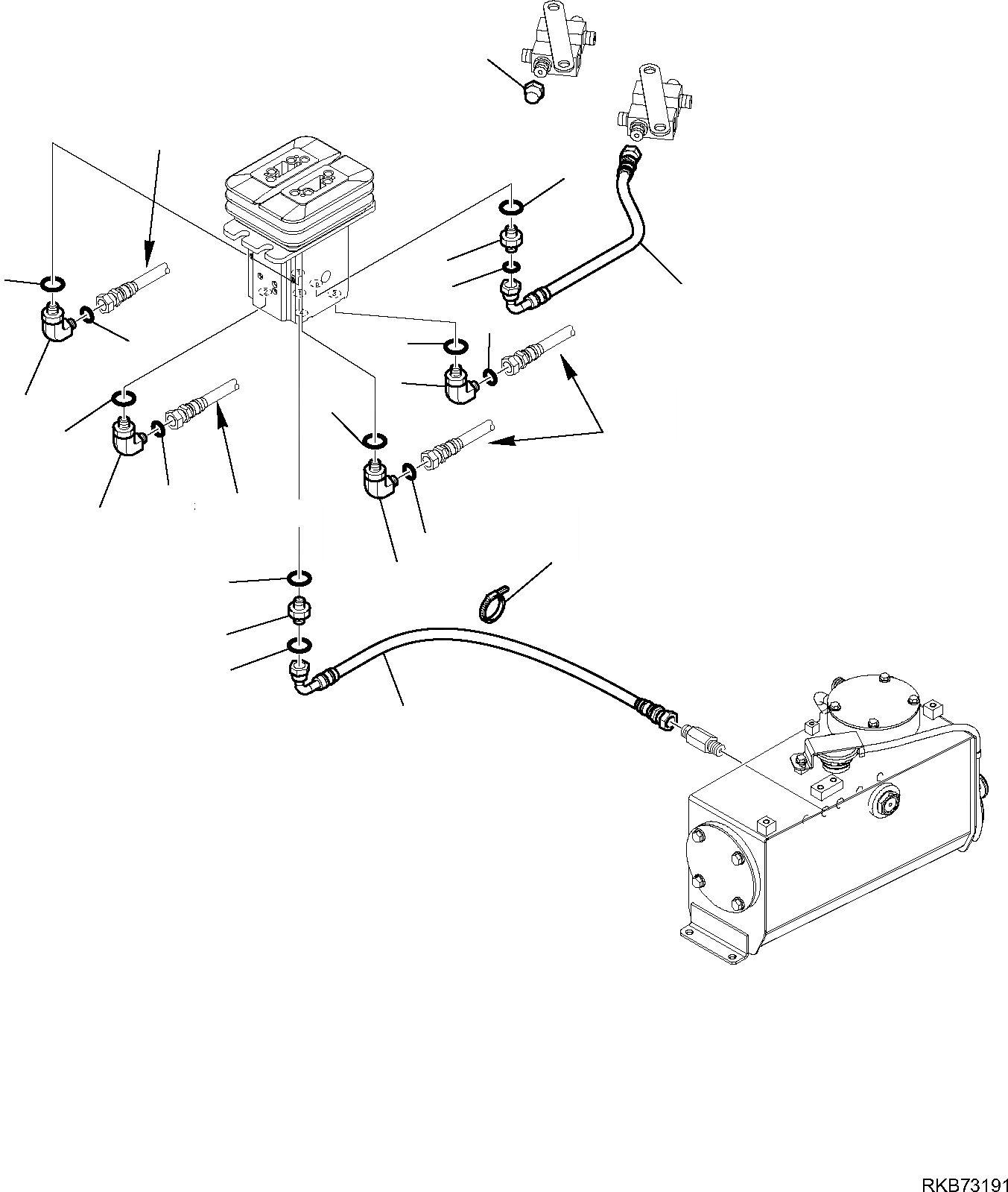 Схема запчастей Komatsu PC16R-3 - ГИДРОЛИНИЯ (ХОД КЛАПАН PPCЛИНИЯ) (/) РАБОЧЕЕ ОБОРУДОВАНИЕ ГИДРАВЛИКА