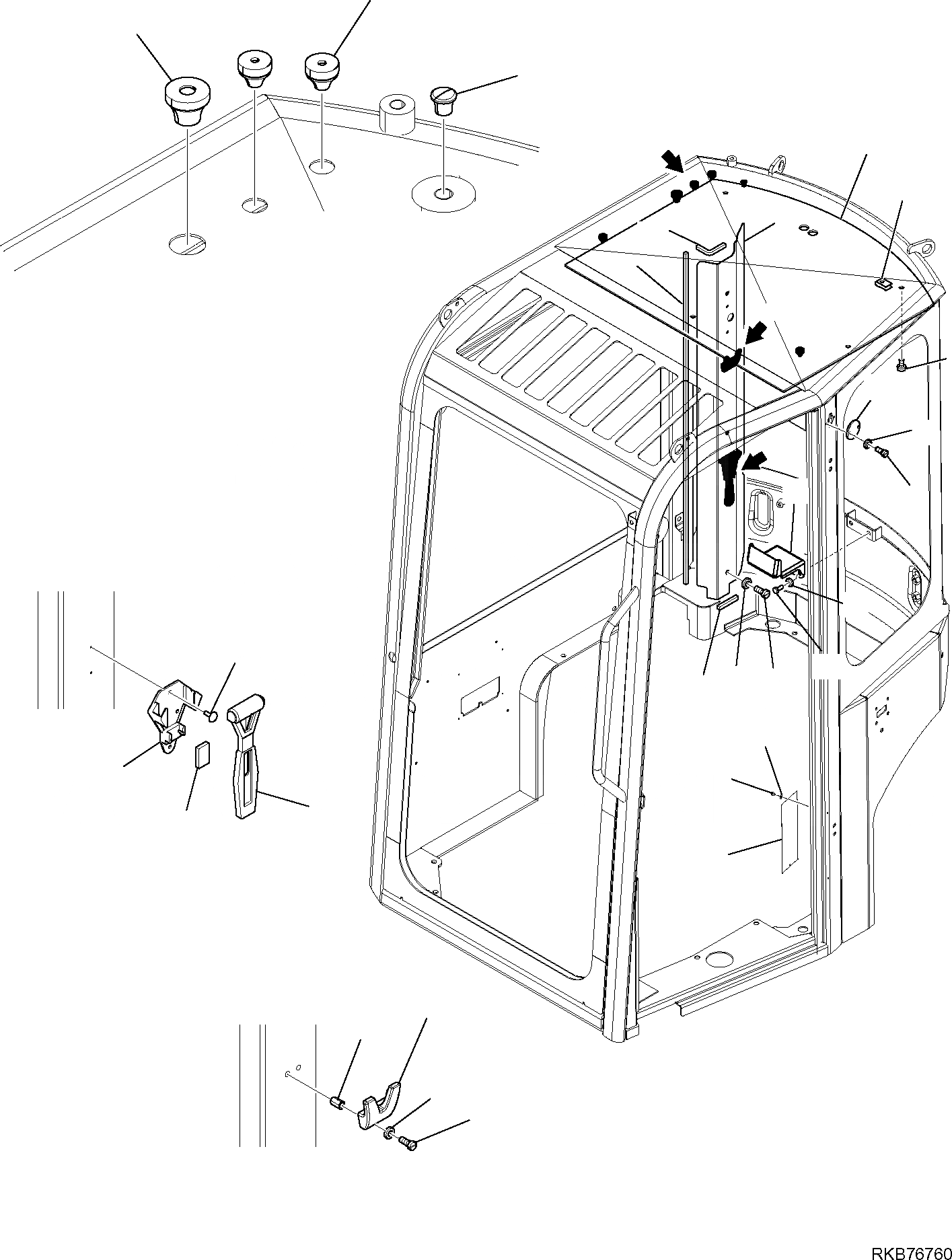 Схема запчастей Komatsu PC16R-3 HS - КАБИНА (/) ЧАСТИ КОРПУСА И КАБИНА