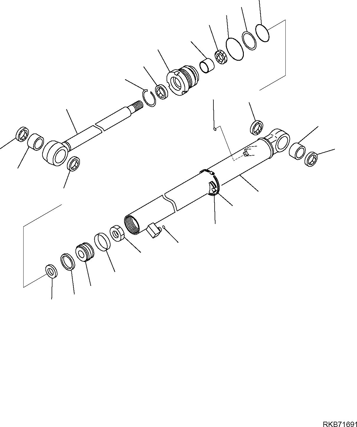 Схема запчастей Komatsu PC16R-3 HS - ЦИЛИНДР РУКОЯТИ, ВНУТР. ЧАСТИ РАБОЧЕЕ ОБОРУДОВАНИЕ