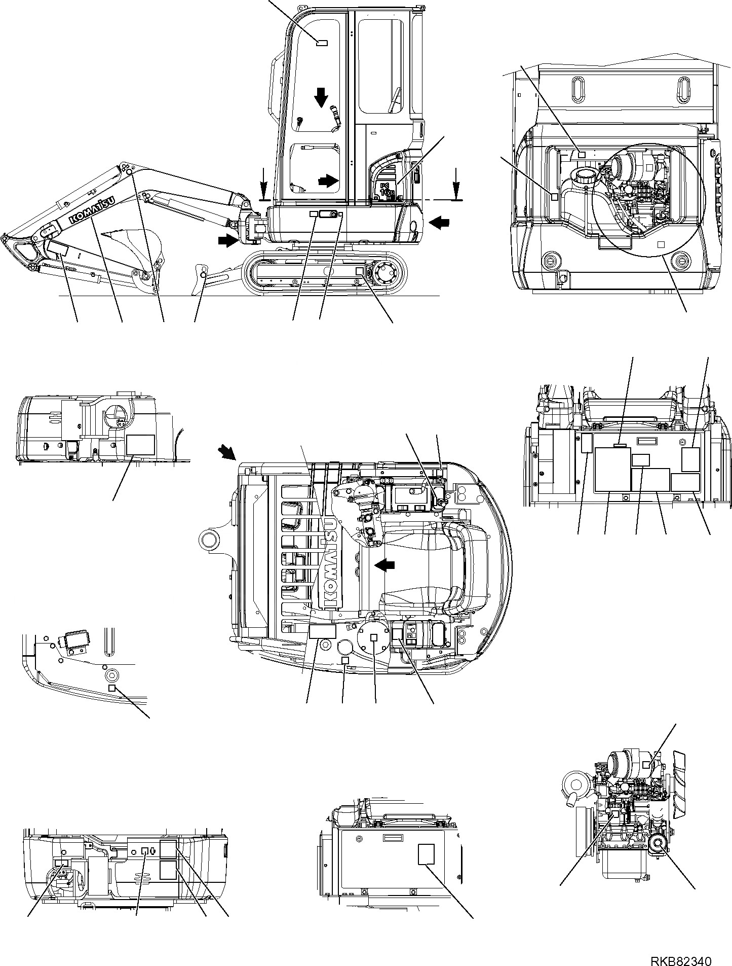Схема запчастей Komatsu PC16R-3 HS - МАРКИРОВКА (КАБИНА) (/) МАРКИРОВКА