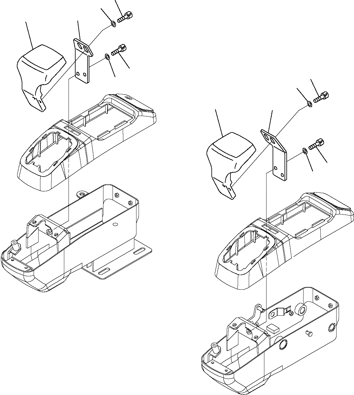 Схема запчастей Komatsu PC16R-2 - ПОДЛОКОТНИК ЧАСТИ КОРПУСА И КАБИНА