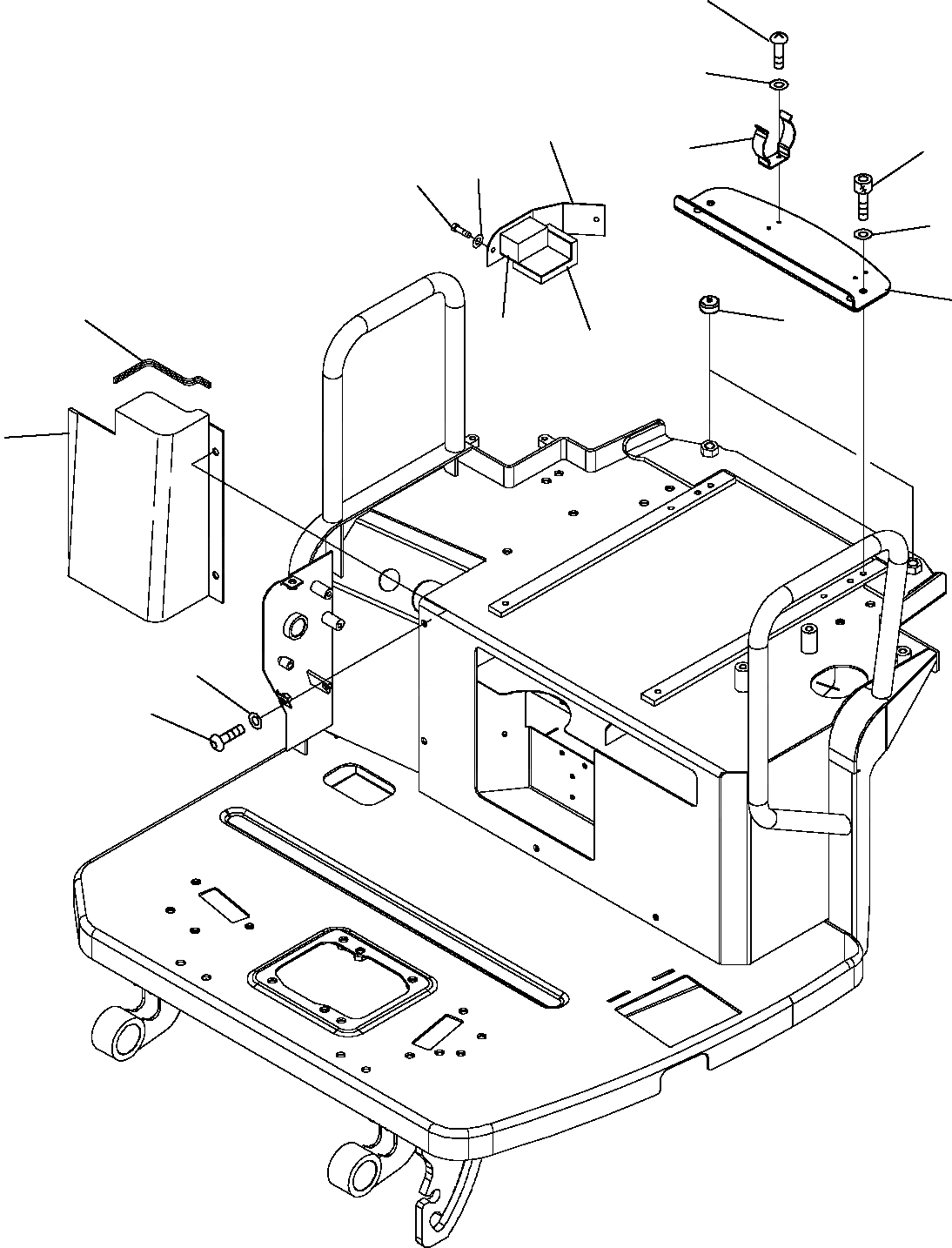 Схема запчастей Komatsu PC16R-2 - ПЛАТФОРМА КРЫШКА(ДЛЯ КАБИНЫ) ЧАСТИ КОРПУСА И КАБИНА