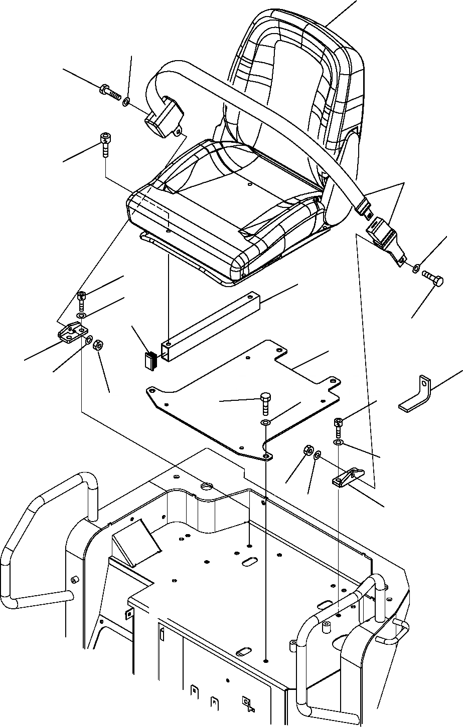 Схема запчастей Komatsu PC16R-2 - СИДЕНЬЕ ОПЕРАТОРА ЧАСТИ КОРПУСА И КАБИНА