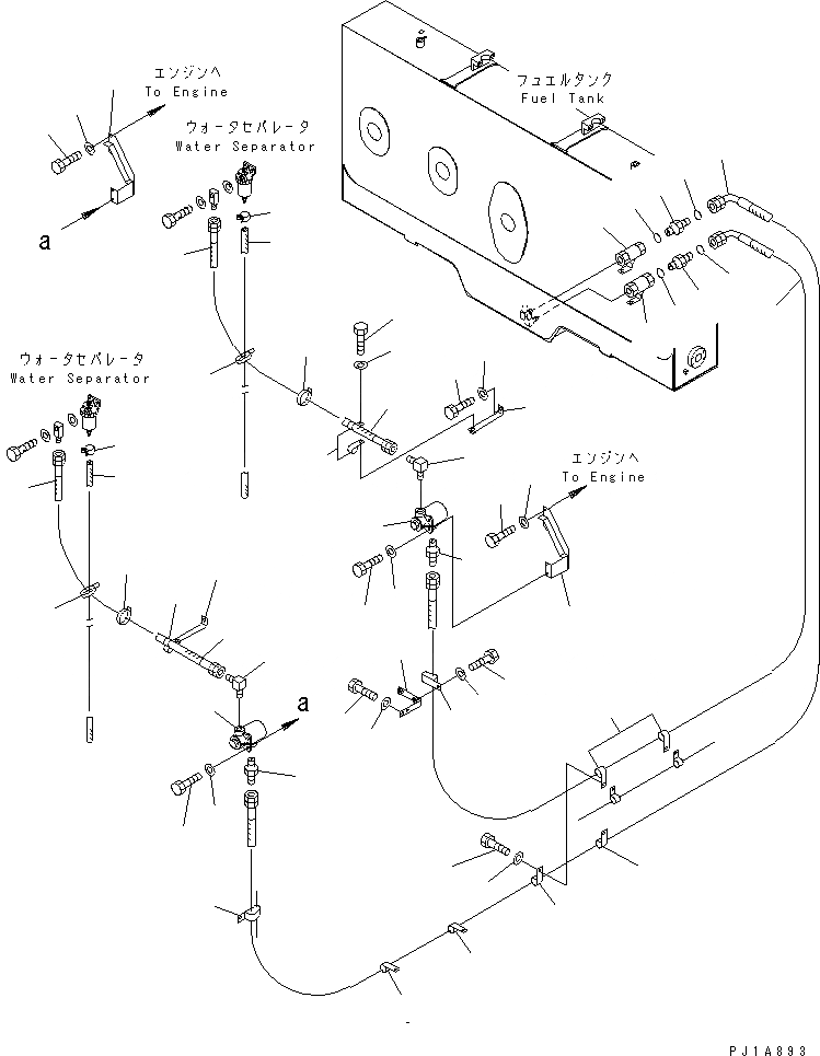 Схема запчастей Komatsu PC1800-6 - ТОПЛИВОПРОВОД. (ТОПЛИВН. ПОДАЮЩ. ЛИНИЯ) (С ВОДН. СЕПАРАТОРОМ)(№7-999) ТОПЛИВН. БАК. AND КОМПОНЕНТЫ