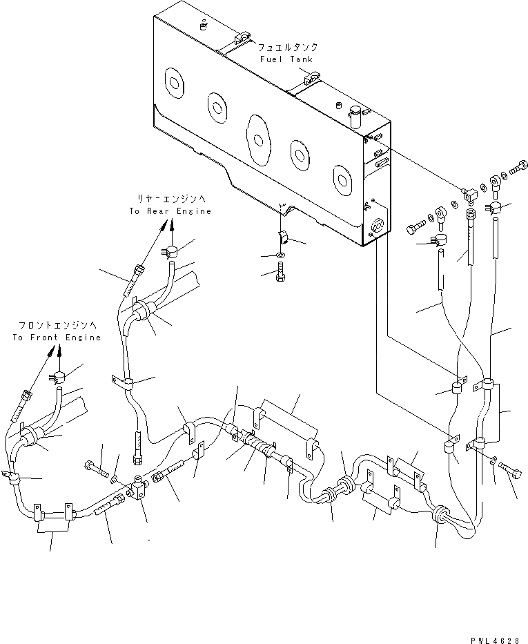 Схема запчастей Komatsu PC1800-6 - ТОПЛИВОПРОВОД. (ВОЗВРАТ ТОПЛИВА И SPILL ЛИНИЯ)(№-999) ТОПЛИВН. БАК. AND КОМПОНЕНТЫ