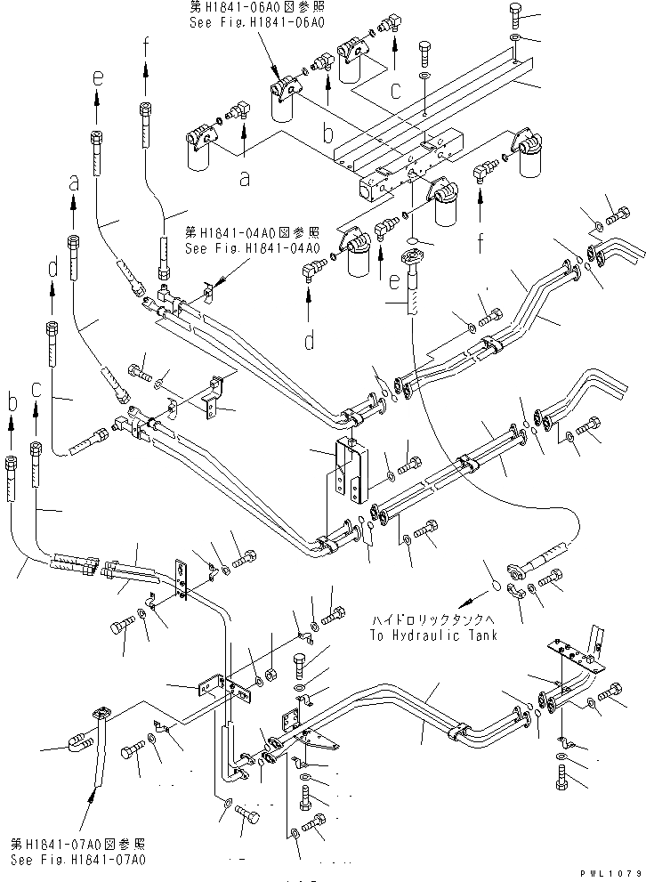 Схема запчастей Komatsu PC1800-6 - ВОЗВРАТ. ТРУБЫ (БЛОК - ФИЛЬТР.) (/)(№-999) ГИДРАВЛИКА
