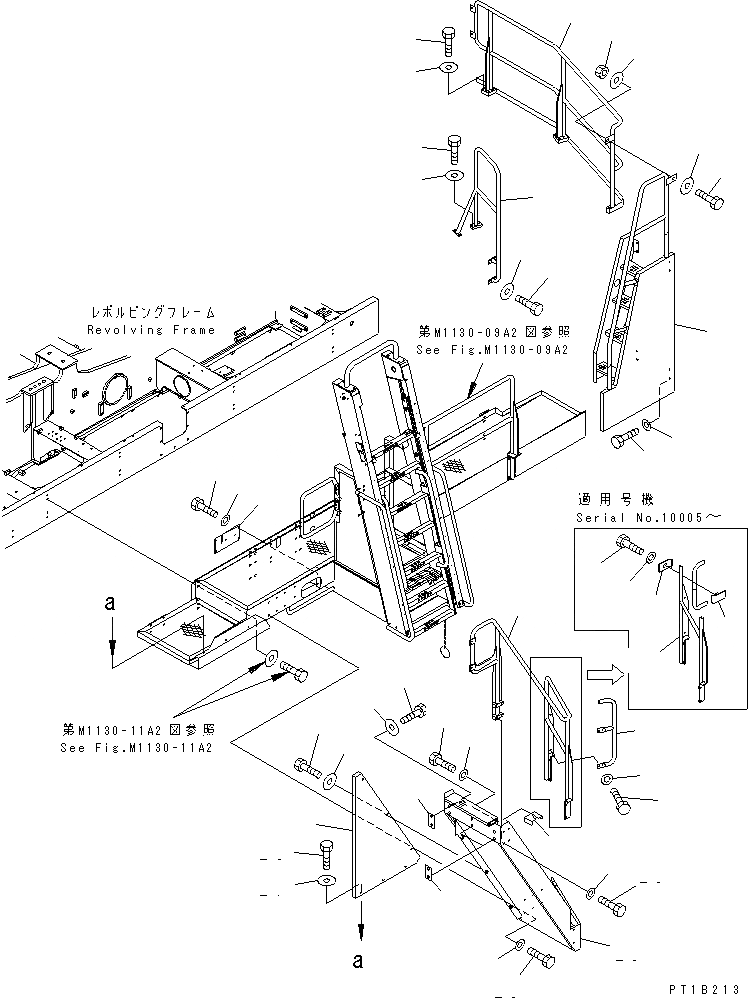 Схема запчастей Komatsu PC1800-6 - ЛЕВ. КРЫШКА(БОКОВ. СТУПЕНЬКА С ЛЕСТНИЦА) (МОРОЗОУСТОЙЧИВ. СПЕЦИФ-Я)(№-999) ЧАСТИ КОРПУСА