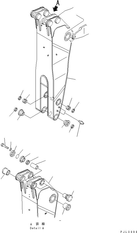 Схема запчастей Komatsu PC1800-6 - РУКОЯТЬ (.9M) (ЭКСКАВАТ.) (/)(№-) РАБОЧЕЕ ОБОРУДОВАНИЕ